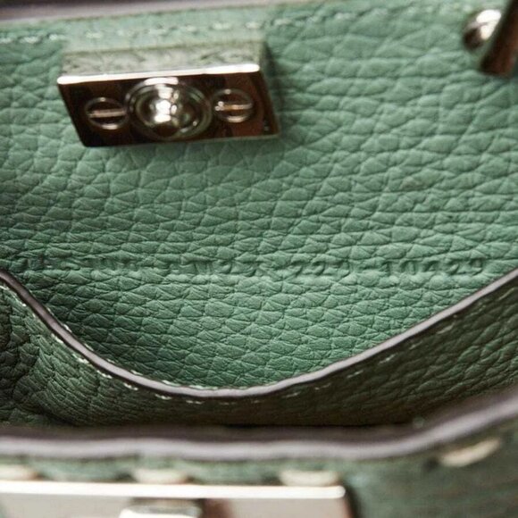 Fendi Menta Pebbled Leather/Snakeskin Nano Peekaboo Maxi Handle Bag - 7AS106 - Picture 10 of 12
